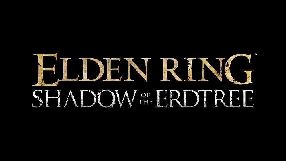 Words on black background reading Elden Ring: Shadow of the Erdtree.