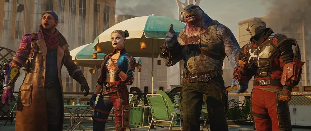 Image from the Suicide Squad game showing four of the game's main playable characters.