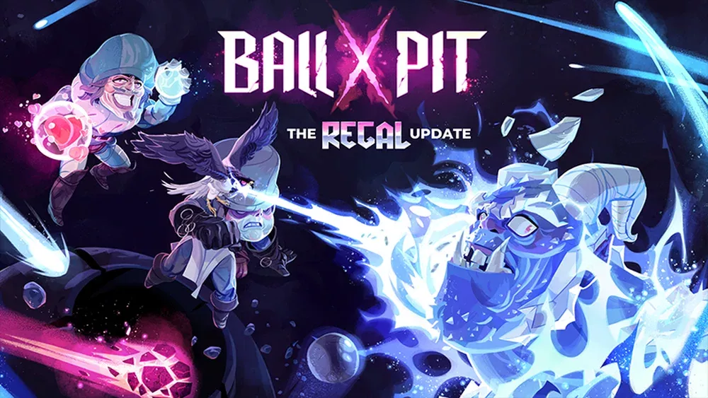 Promo artwork for the upcoming Regal Update, a free content update for Ball x Pit.