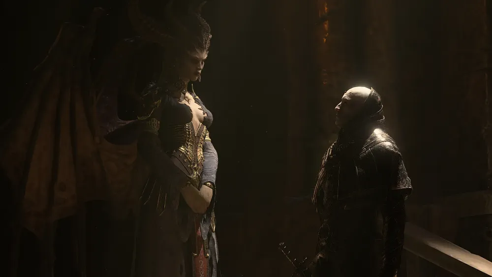 Screenshot from Diablo 4 showing two main antagonists.