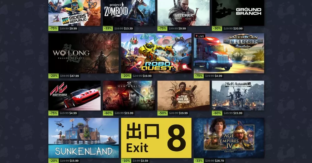 Various video games on sale during the Steam Spring Sale 2024.