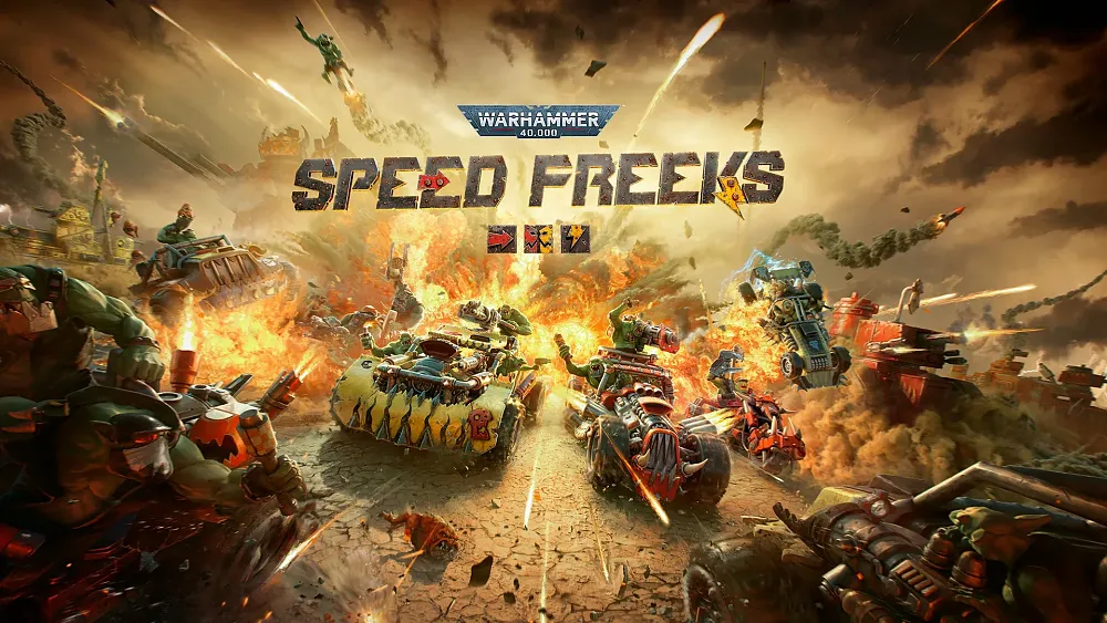 Key art for Speed Freeks, a combat racing game set in the Warhammer 40K universe.