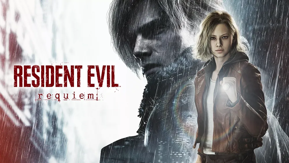 Resident Evil Requiem key art showing the title and two main protagonists of Grace Ashcroft and Leon S. Kennedy.