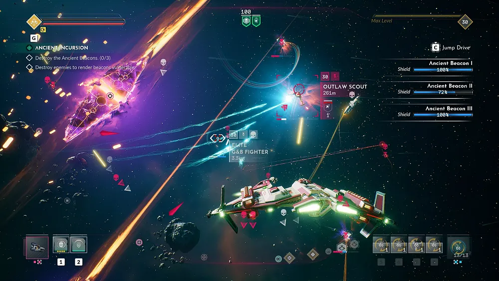 Screenshot showing a space battle.