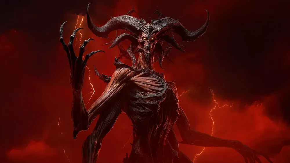 The Lord of Hatred from Diablo 4, better known as Mephisto, in demon form.
