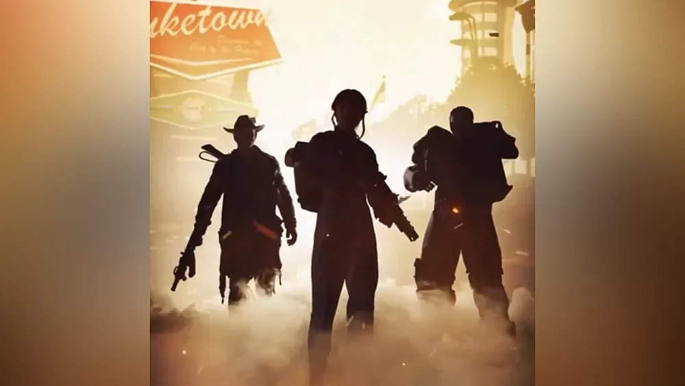 Silhouettes of three characters from the Fallout TV show in a teaser for Call of Duty: Black Ops 7 Season 01 Reloaded.