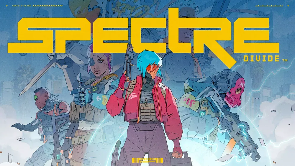 Anime style key art visual showing several different, colorful characters for competitive shooter game.