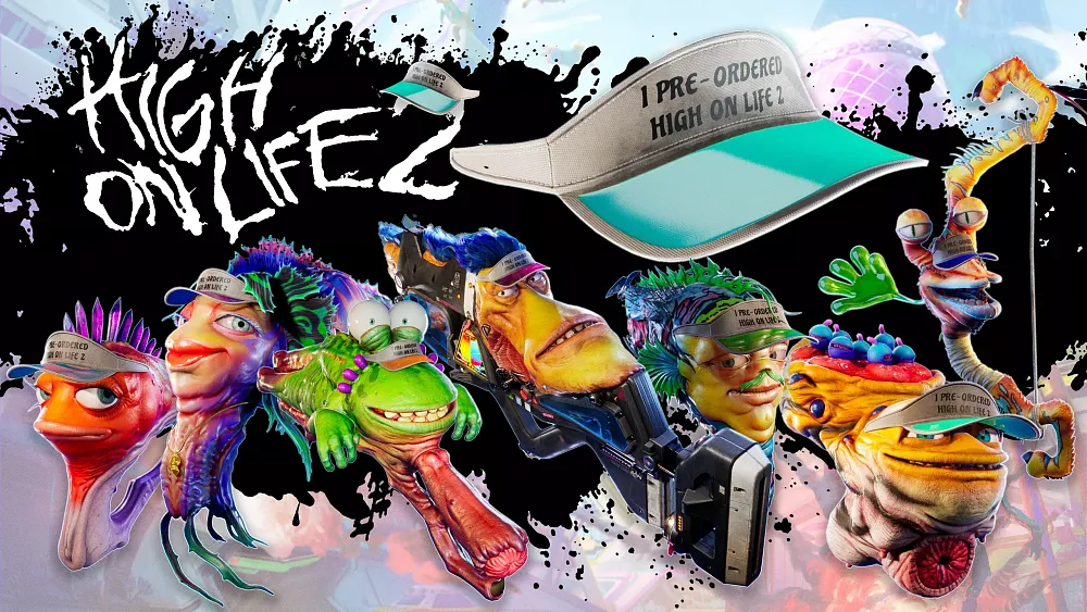 Hats, visors specifically, for your weapons in High on Life 2.