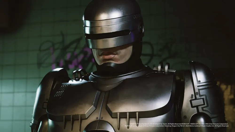 Image of RoboCop from the video game RoboCop: Rogue City.