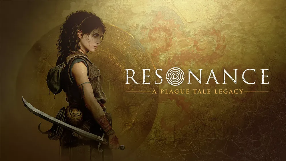Title of Resonance: A Plague Tale Legacy and an image of a woman with a curved sword on the left.