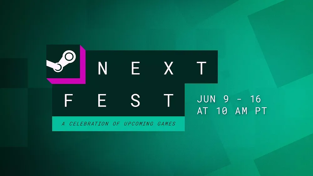 Art promoting the next Steam Next Fest for June 9-16 at 10AM PT.