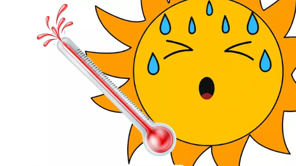 A hot sun and a bursting thermometer.