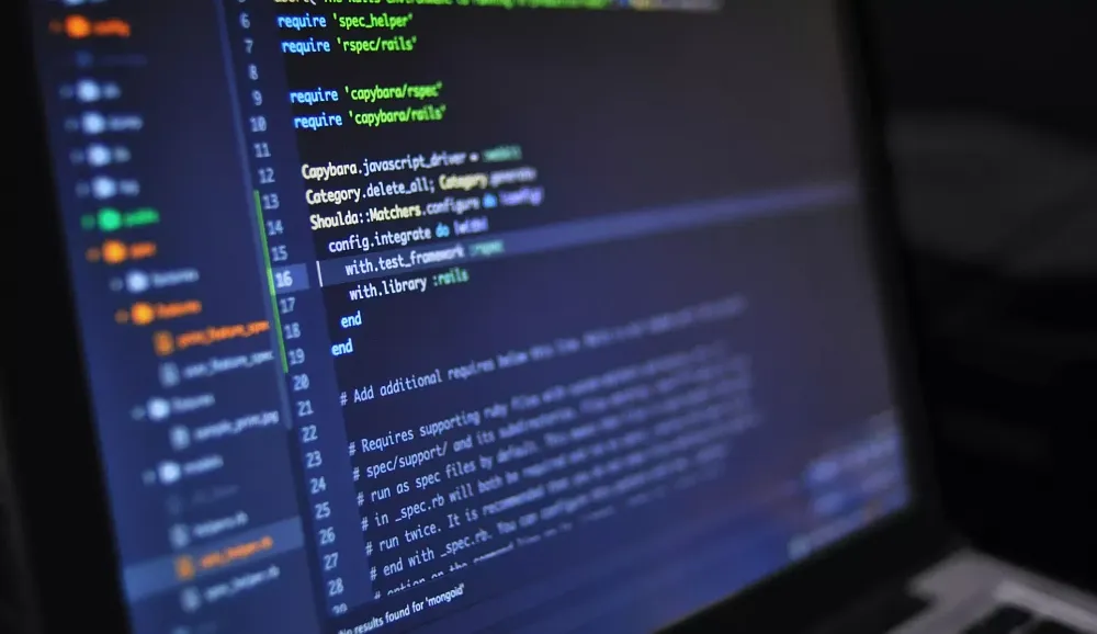 Various code on a monitor written in Ruby.