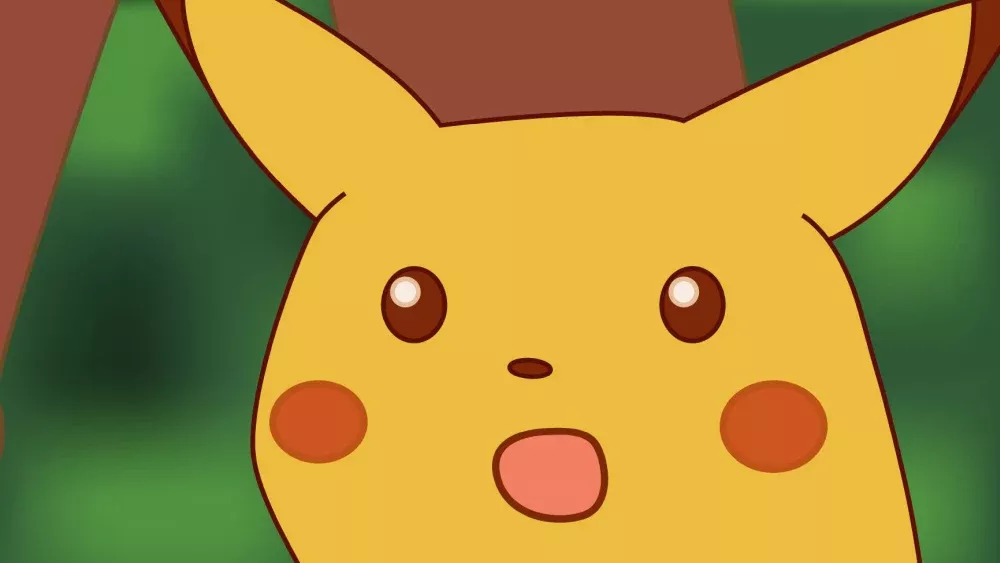 The surprised Pikachu meme face.