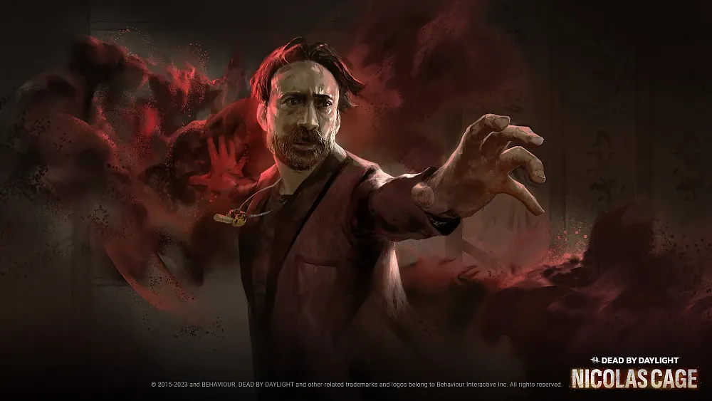Artwork of Nicolas Cage in Dead by Daylight.