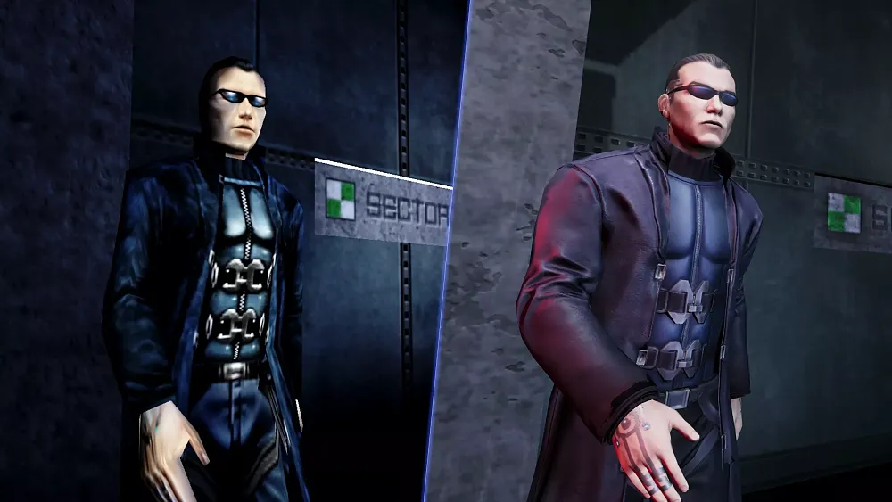 The original JC Denton on the left and the so-called remastered look for him on the right.