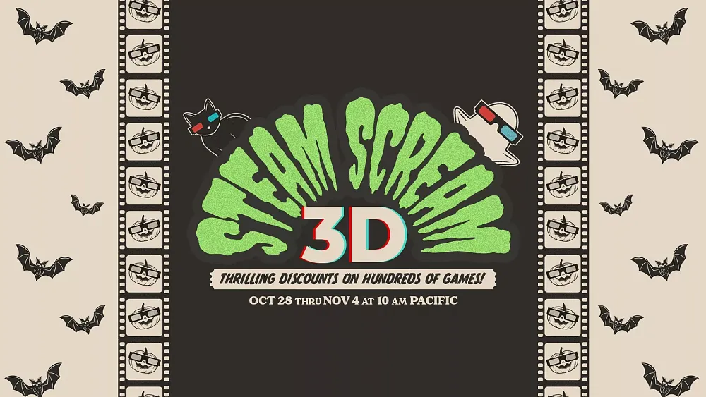 An image announcing the annual Steam Halloween sale running from now through to November 4, 2025 at 10AM PT.