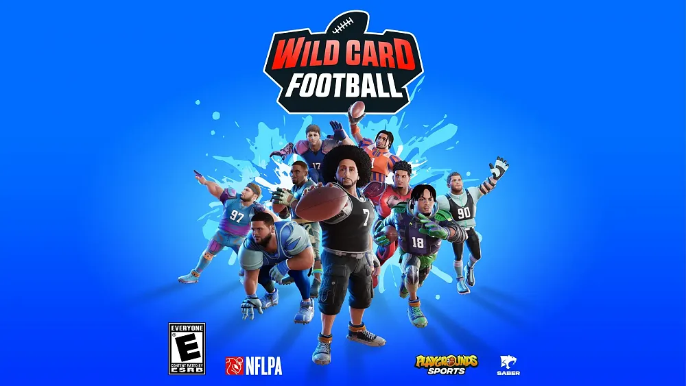 Art with the Wild Card Football title and several depictions of several NFL players with exaggerated features.