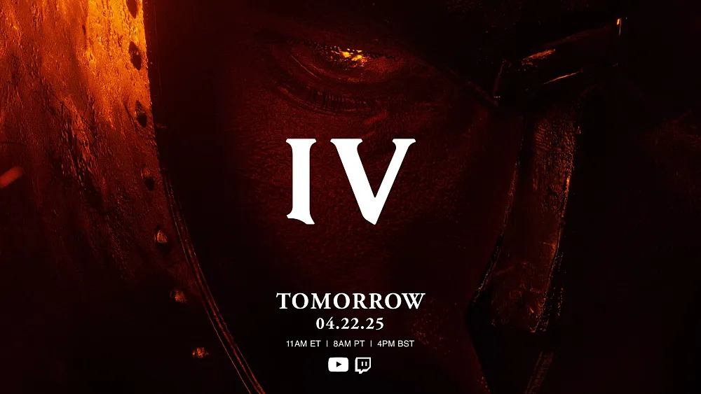 Promo art for something related to "IV" that is assumed to be The Elder Scrolls IV: Oblivion Remastered. It is promoting a special stream for April 22, 2025 at 11AM PT.