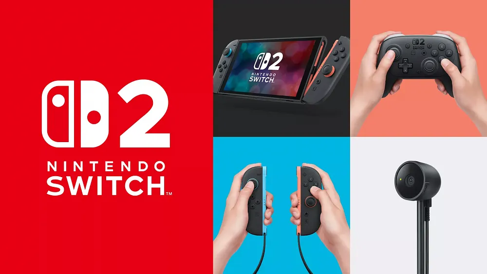 The Nintendo Switch 2 and a few Switch 2 accessories such as two different controllers and a Switch 2 camera.
