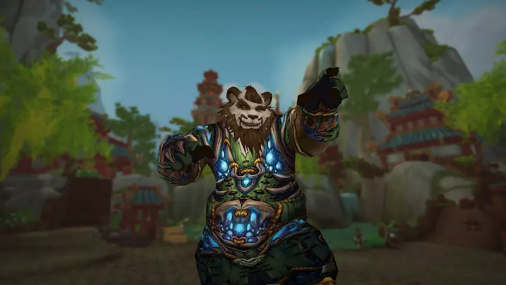 A Pandaren character from World of Warcraft: Mists of Pandaria Classic.