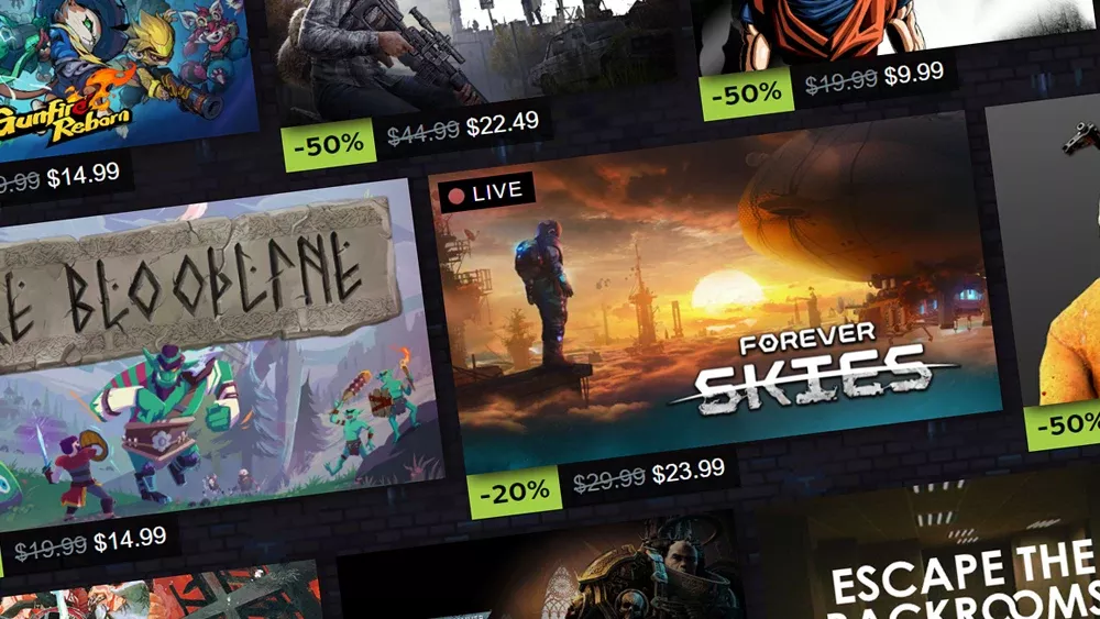 An image showing some of the games that are on sale through Steam for the WInter sale.