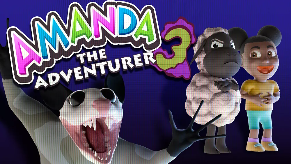 Art for Amanda the Adventurer 3 showing Amanda, an angry sheep, a very angry rat, and the title.