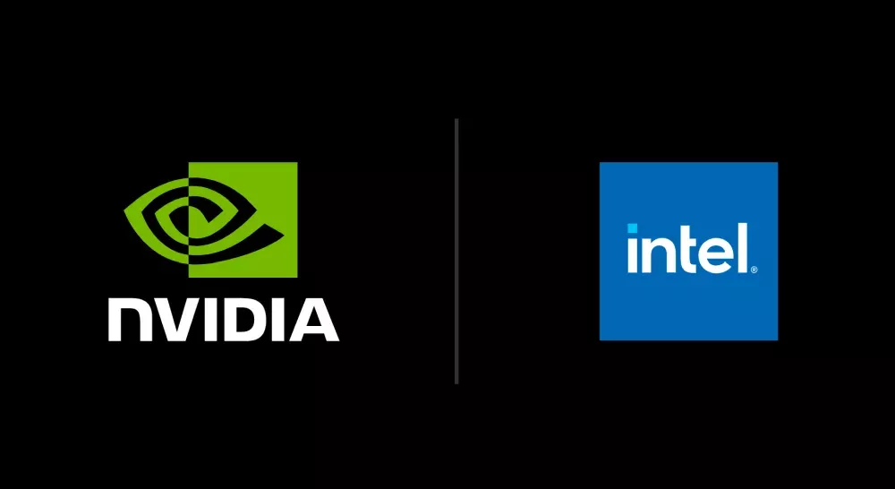 The logos for Nvidia and Intel side-by-side.