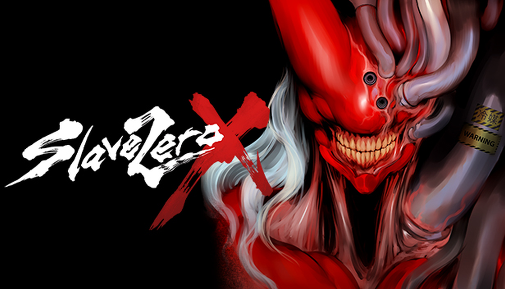 A demon looking character grinning. Text : Slave Zero X