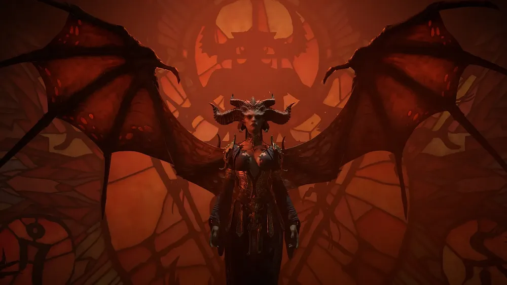 Screenshot of Lilith from Diablo 4.