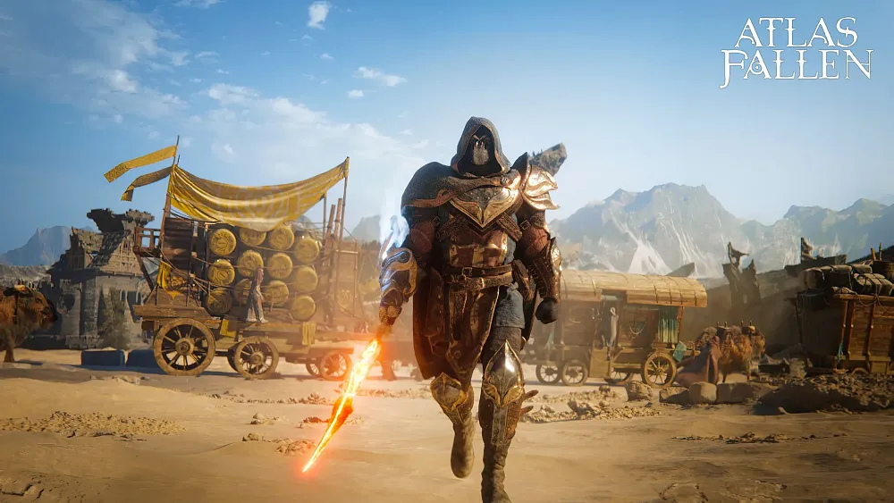 Screenshot of a character from the upcoming game Atlas Fallen