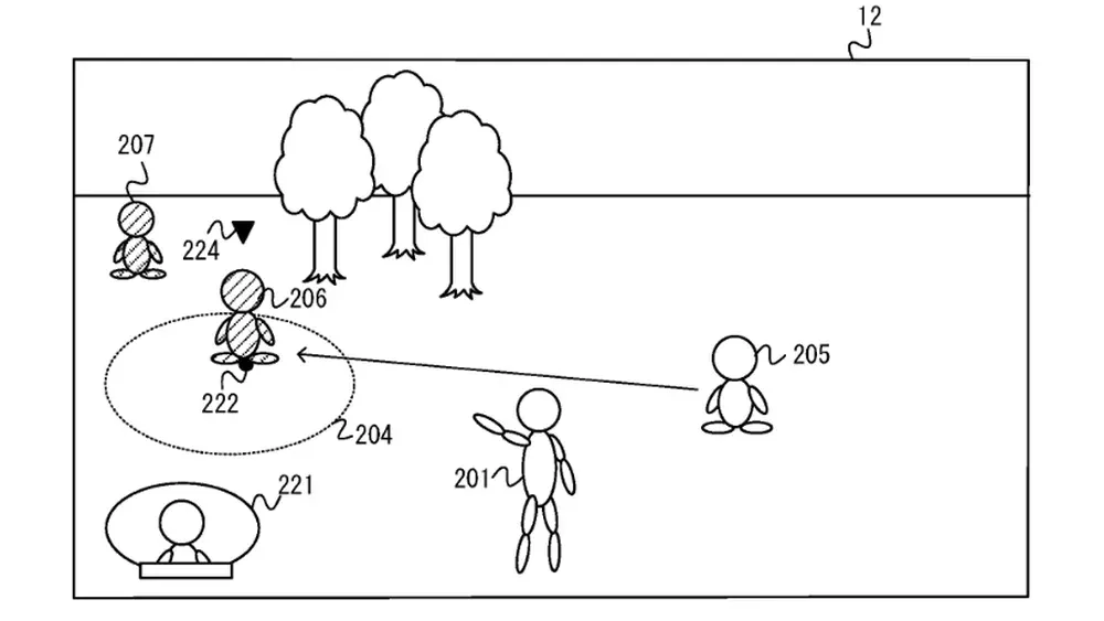 An image from a recent Nintendo patent they were granted for summoning characters to fight on the player's behalf.