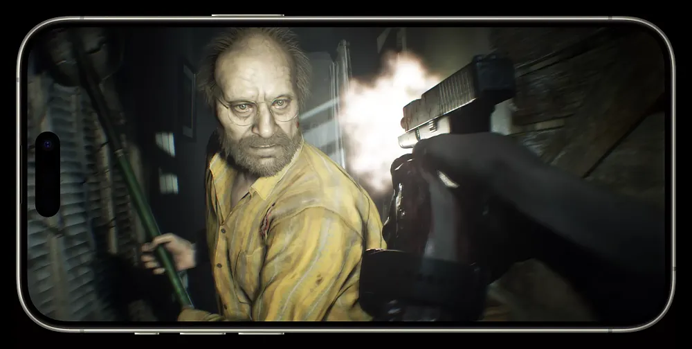 Resident Evil 7 running on an iPhone.