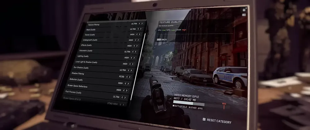 Image showing some PC graphical options for Battlefield 6.