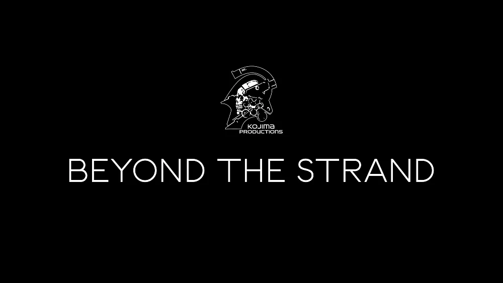 Kojima Productions logo with white text on a black background saying "Beyond the Strand."