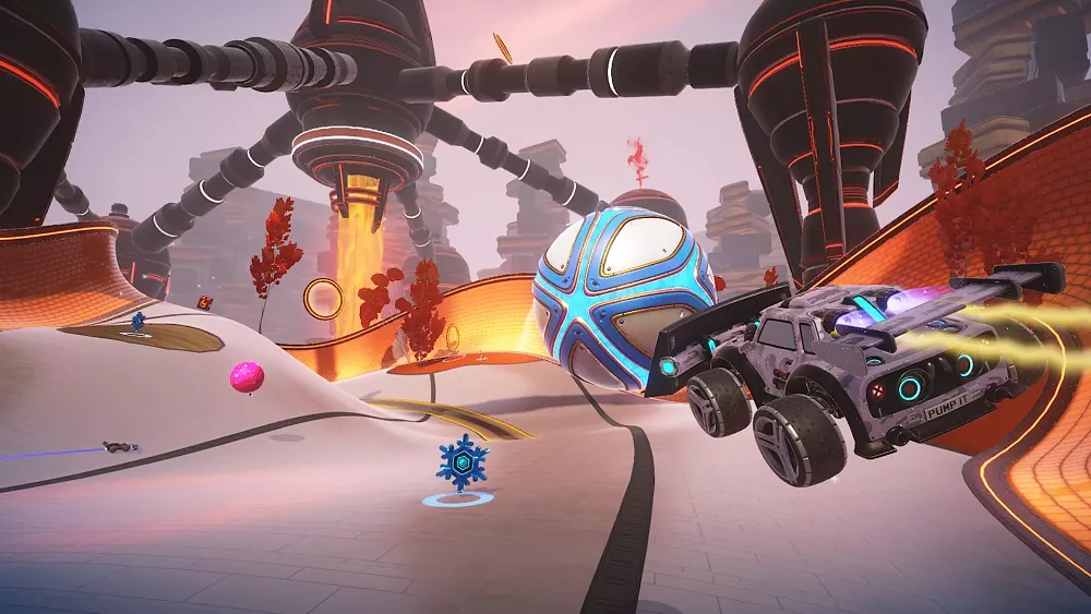 Screenshot showing a mix of rocket car racing with golf.