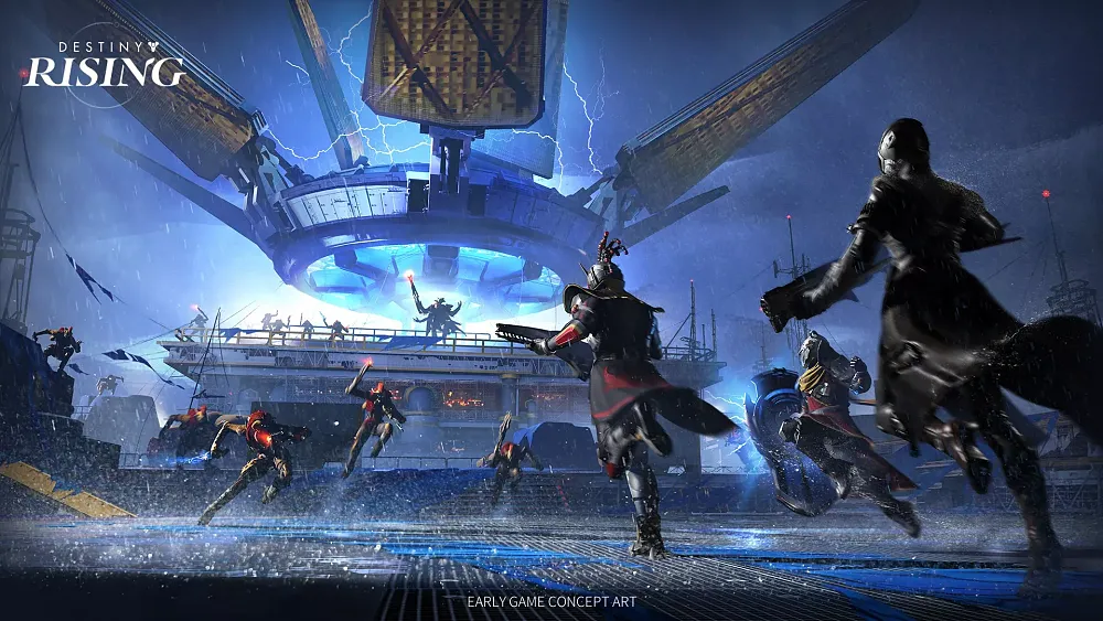 Concept art for a sci-fi shooter called Destiny: Rising, a game in development for mobile devices from NetEase.