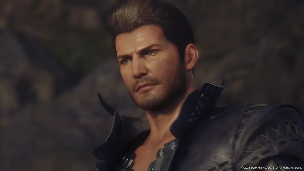 A screenshot of the character Cid from Final Fantasy 16.