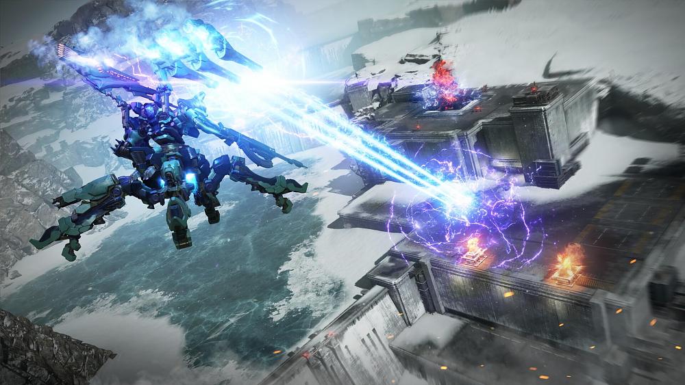 Screenshot showing giant mechs doing battle.