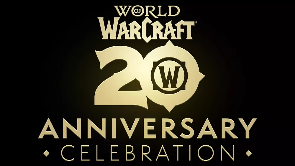 Text announcing the 20th anniversary for World of Warcraft.