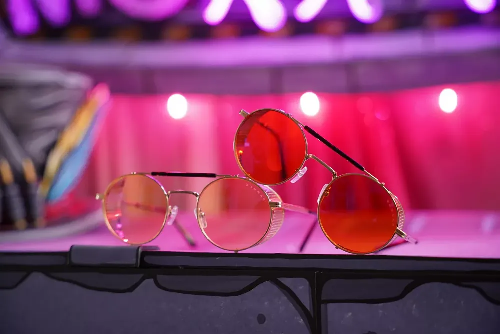 A couple pairs of GUNNAR glasses with a steampunk look, and tinted lenses.