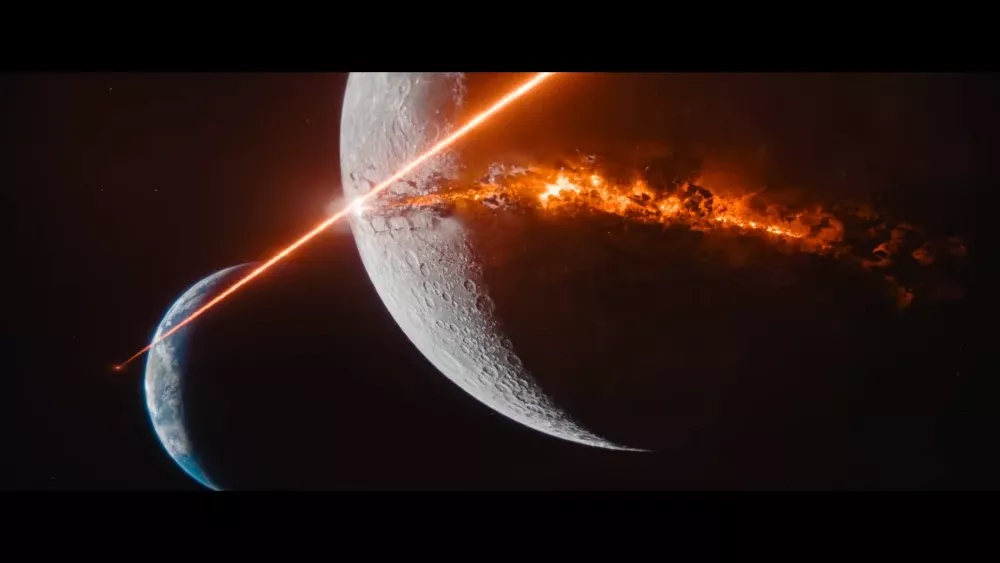 A laser destroys the moon.