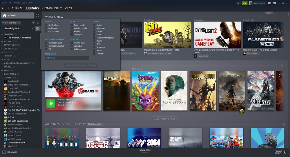 Steam library beta