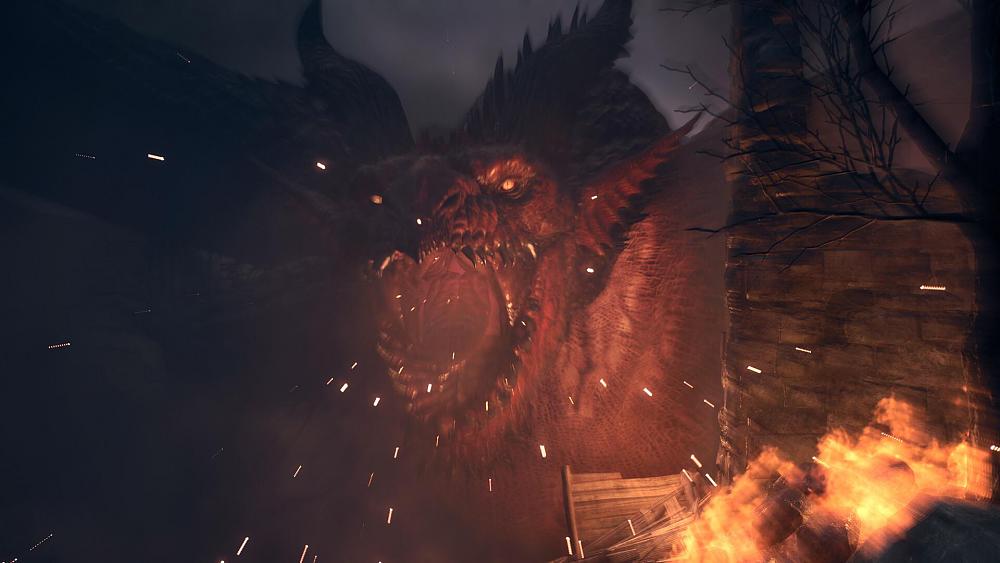 A dragon breathing fire.