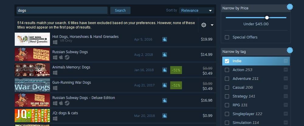 Steam Search update