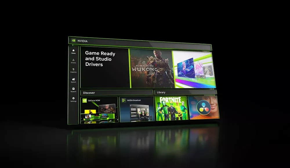 A sample showing the main home screen for the newly released Nvidia app for PC.