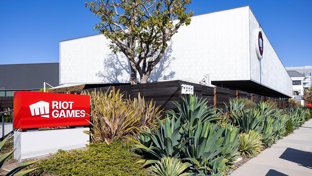 Office and front sign for Riot Games.