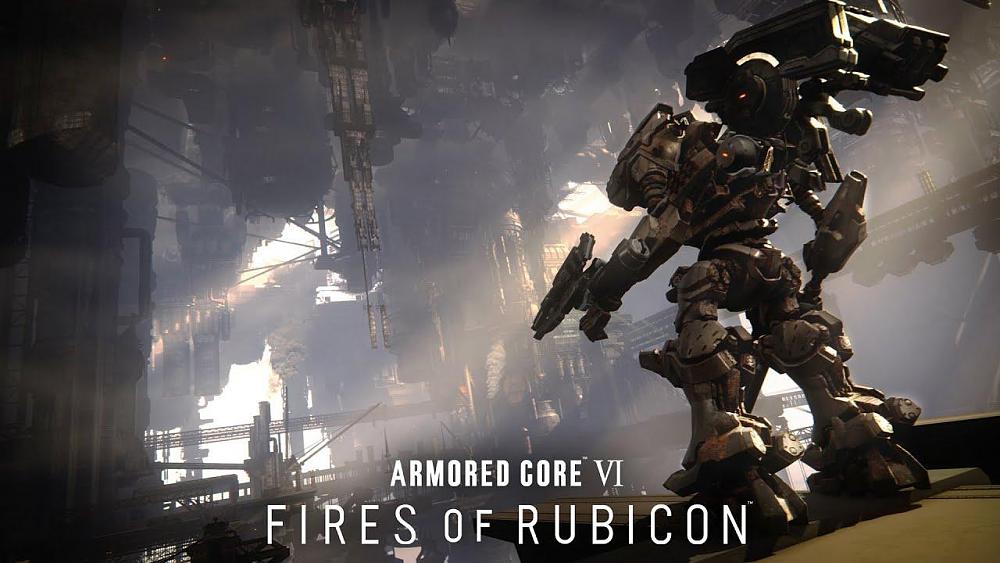 A giant, heavily armed mech standing in a massive industrial-style area.