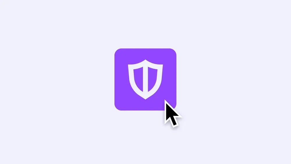 Small purple shield icon with a black mouse pointer