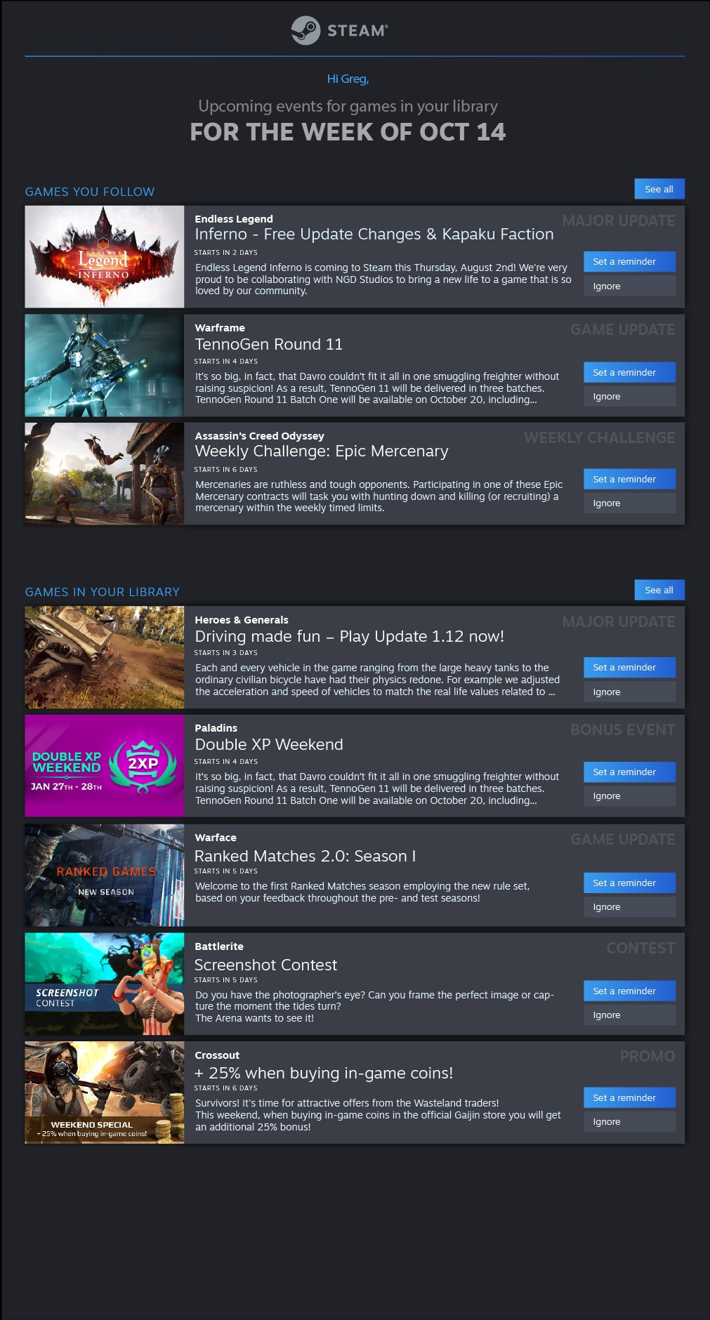 Steam 2019 event reminders